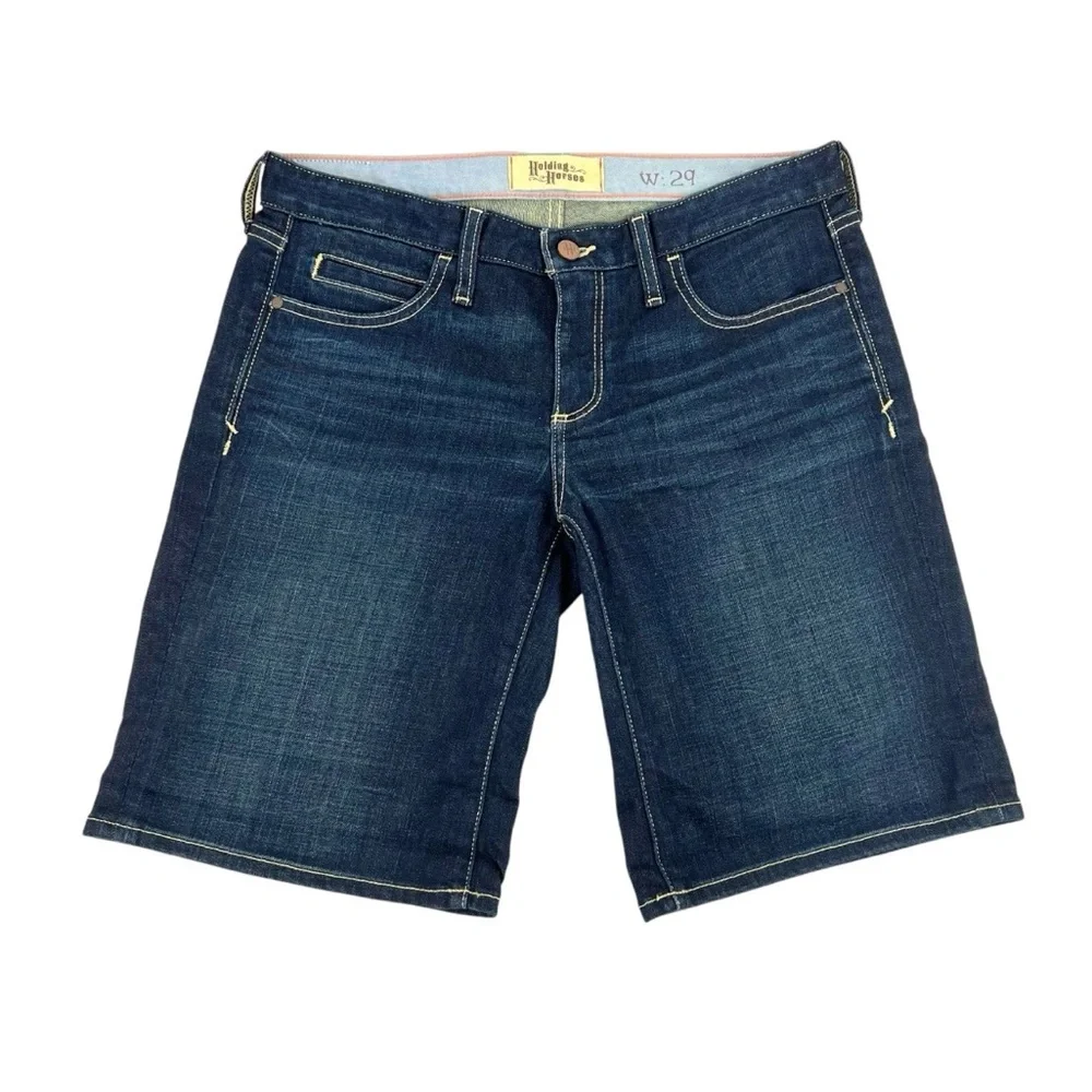 Anthropologie Jean Shorts Womens Size 29 Stretch Denim Cut-Offs Holding Horses - Picture 2 of 10